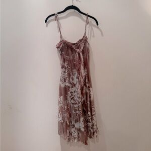 Sonia Fortuna Floral Spaghetti Strap Silk Dress w/ slip dress.